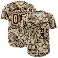 Hart Snack Chocolade Ontwerp 3D Jersey Patroon Foodie Food Authentieke Aangepaste Bruine Crème Honkbal Hart Snack Chocolade Ontwerp 3D Jersey Patroon Foodie Food Authentieke Aangepaste Bruine Crème Honkbal