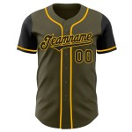 Baseball Salute Olijf Zwart-Goud Toon Jersey Service Authentiek Aan Twee Aangepaste Baseball Salute Olijf Zwart-Goud Toon Jersey Service Authentiek Aan Twee Aangepaste