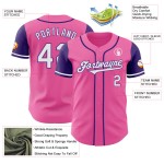 Twee Jersey Tone Roze Baseball Authentieke Wit-Paarse Custom Twee Jersey Tone Roze Baseball Authentieke Wit-Paarse Custom