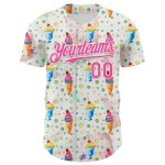 IJs Wit Jersey Cream 3D Patroon Eten Honkbal Dessert Roze Foodie Authentiek Aangepast Ontwerp IJs Wit Jersey Cream 3D Patroon Eten Honkbal Dessert Roze Foodie Authentiek Aangepast Ontwerp