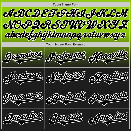Mode Groen Custom Jersey Authentieke Baseball Fade Zwart-Wit Neon Mode Groen Custom Jersey Authentieke Baseball Fade Zwart-Wit Neon