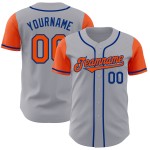 Oranje-koninklijk honkbalshirt op maat, authentiek, tweekleurig Oranje-koninklijk honkbalshirt op maat, authentiek, tweekleurig
