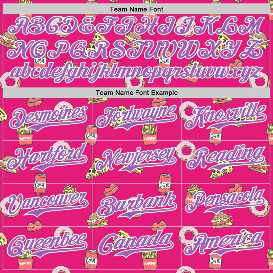 Ontwerp Medium Hot Jersey Cola Baseball Authentiek Patroon Pizza Donut Eten Paars-Wit Roze 3D Foodie Aangepast Snel Ontwerp Medium Hot Jersey Cola Baseball Authentiek Patroon Pizza Donut Eten Paars-Wit Roze 3D Foodie Aangepast Snel