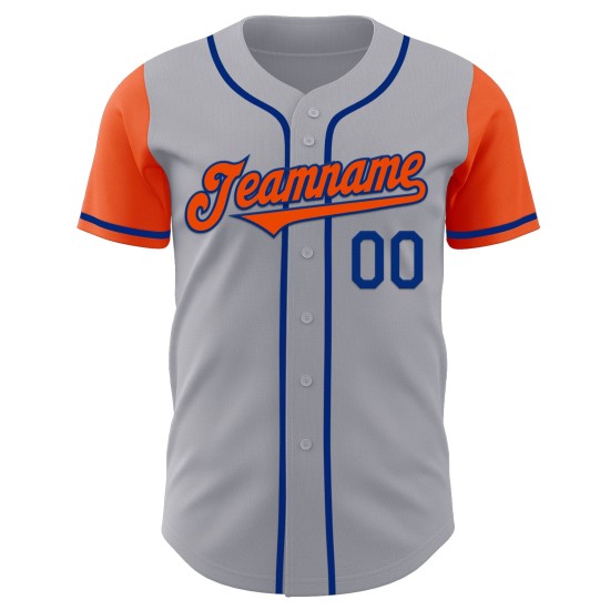 Oranje-koninklijk honkbalshirt op maat, authentiek, tweekleurig Oranje-koninklijk honkbalshirt op maat, authentiek, tweekleurig