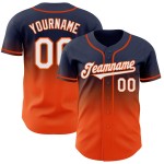 Fade Authentieke Marineblauwe Baseball Jersey Custom Fashion Wit-Oranje Fade Authentieke Marineblauwe Baseball Jersey Custom Fashion Wit-Oranje