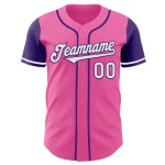 Twee Jersey Tone Roze Baseball Authentieke Wit-Paarse Custom Twee Jersey Tone Roze Baseball Authentieke Wit-Paarse Custom