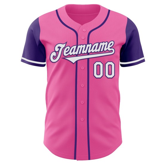 Twee Jersey Tone Roze Baseball Authentieke Wit-Paarse Custom Twee Jersey Tone Roze Baseball Authentieke Wit-Paarse Custom
