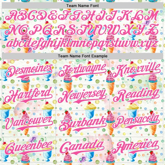 IJs Wit Jersey Cream 3D Patroon Eten Honkbal Dessert Roze Foodie Authentiek Aangepast Ontwerp IJs Wit Jersey Cream 3D Patroon Eten Honkbal Dessert Roze Foodie Authentiek Aangepast Ontwerp