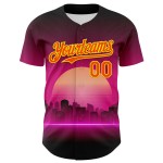 Aangepaste Rave oranje-lichtgele psychedelische patroon muziek futuristische trui authentiek paars ontwerp 3D honkbal