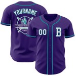 Honkbal Paars Jersey Wit-Blauwgroen Authentieke Custom Honkbal Paars Jersey Wit-Blauwgroen Authentieke Custom