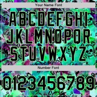 Jersey Pea Authentieke Schedel Groen 3D Aangepaste Zwarte Graffiti Honkbal Jersey Pea Authentieke Schedel Groen 3D Aangepaste Zwarte Graffiti Honkbal