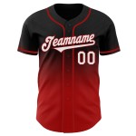 Jersey Zwart Wit-Rood Authentieke Fade Fashion Custom Baseball Jersey Zwart Wit-Rood Authentieke Fade Fashion Custom Baseball