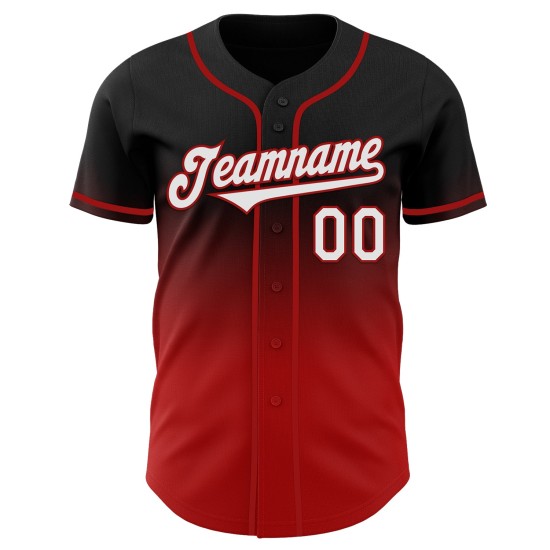 Jersey Zwart Wit-Rood Authentieke Fade Fashion Custom Baseball Jersey Zwart Wit-Rood Authentieke Fade Fashion Custom Baseball