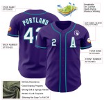 Honkbal Paars Jersey Wit-Blauwgroen Authentieke Custom Honkbal Paars Jersey Wit-Blauwgroen Authentieke Custom