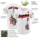 Authentiek honkbalshirt op maat 3D-shirt met schedel in wit, rood en zwart Authentiek honkbalshirt op maat 3D-shirt met schedel in wit, rood en zwart