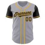 Grijs Twee Custom Zwart-Goud Baseball Jersey Tone Authentic Grijs Twee Custom Zwart-Goud Baseball Jersey Tone Authentic