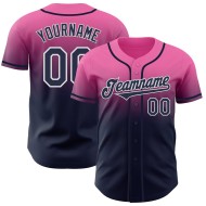 Fade Baseball Authentic Roze Mode Marineblauw-Wit Aangepast Jersey Fade Baseball Authentic Roze Mode Marineblauw-Wit Aangepast Jersey