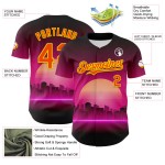 Aangepaste Rave oranje-lichtgele psychedelische patroon muziek futuristische trui authentiek paars ontwerp 3D honkbal