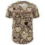 Hart Snack Chocolade Ontwerp 3D Jersey Patroon Foodie Food Authentieke Aangepaste Bruine Crème Honkbal Hart Snack Chocolade Ontwerp 3D Jersey Patroon Foodie Food Authentieke Aangepaste Bruine Crème Honkbal