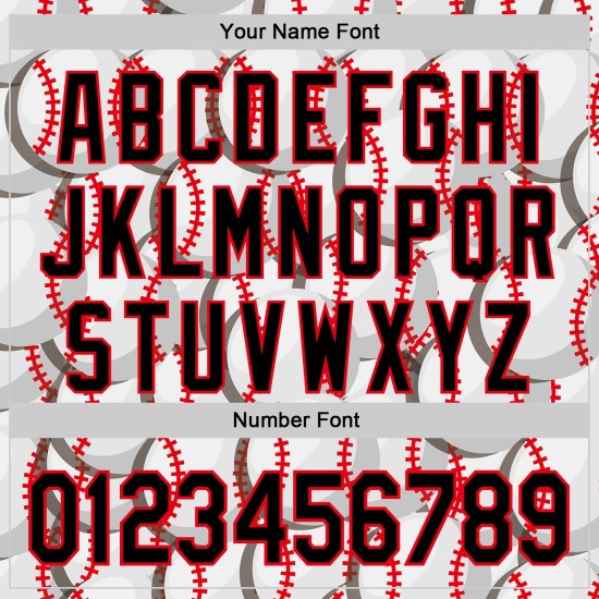 Zwart-vuur ontwerp doodle patroon authentiek wit honkbal stripboek aangepaste rode balspel 3D-shirt Zwart-vuur ontwerp doodle patroon authentiek wit honkbal stripboek aangepaste rode balspel 3D-shirt