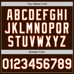 Authentiek wit-oranje honkbalshirt op maat in bruin