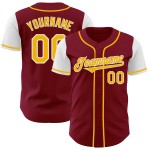 Goud-wit authentiek Two Crimson Custom Tone honkbalshirt Goud-wit authentiek Two Crimson Custom Tone honkbalshirt