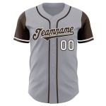 Jersey Two Bruin-Wit Custom Baseball Authentieke Grijze Toon Jersey Two Bruin-Wit Custom Baseball Authentieke Grijze Toon