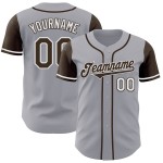 Jersey Two Bruin-Wit Custom Baseball Authentieke Grijze Toon Jersey Two Bruin-Wit Custom Baseball Authentieke Grijze Toon