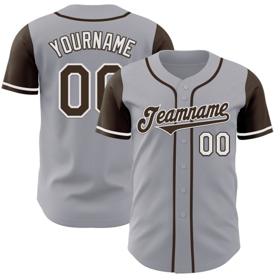 Jersey Two Bruin-Wit Custom Baseball Authentieke Grijze Toon Jersey Two Bruin-Wit Custom Baseball Authentieke Grijze Toon