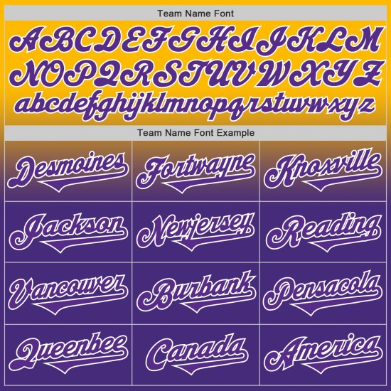 Mode Honkbal Authentieke Jersey Aangepast Goud Paars-Wit Vervaagd Mode Honkbal Authentieke Jersey Aangepast Goud Paars-Wit Vervaagd