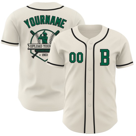 Baseball Kelly Custom Jersey Groen-Zwart Authentieke Crème Baseball Kelly Custom Jersey Groen-Zwart Authentieke Crème