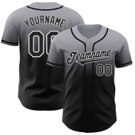 Grijs Baseball Fade Fashion Custom Jersey Authentiek Zwart-Wit Grijs Baseball Fade Fashion Custom Jersey Authentiek Zwart-Wit