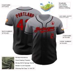 Baseball Gray Jersey Fade Authentieke Custom Rood-Zwarte Mode Baseball Gray Jersey Fade Authentieke Custom Rood-Zwarte Mode