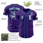 Honkbal Paars Jersey Wit-Blauwgroen Authentieke Custom Honkbal Paars Jersey Wit-Blauwgroen Authentieke Custom