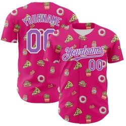 Ontwerp Medium Hot Jersey Cola Baseball Authentiek Patroon Pizza Donut Eten Paars-Wit Roze 3D Foodie Aangepast Snel Ontwerp Medium Hot Jersey Cola Baseball Authentiek Patroon Pizza Donut Eten Paars-Wit Roze 3D Foodie Aangepast Snel