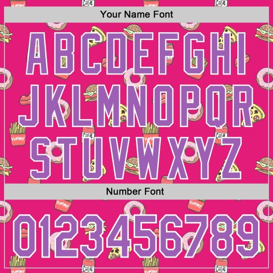 Ontwerp Medium Hot Jersey Cola Baseball Authentiek Patroon Pizza Donut Eten Paars-Wit Roze 3D Foodie Aangepast Snel Ontwerp Medium Hot Jersey Cola Baseball Authentiek Patroon Pizza Donut Eten Paars-Wit Roze 3D Foodie Aangepast Snel
