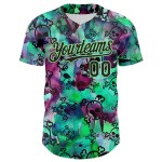 Jersey Pea Authentieke Schedel Groen 3D Aangepaste Zwarte Graffiti Honkbal Jersey Pea Authentieke Schedel Groen 3D Aangepaste Zwarte Graffiti Honkbal