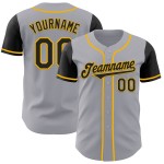 Grijs Twee Custom Zwart-Goud Baseball Jersey Tone Authentic Grijs Twee Custom Zwart-Goud Baseball Jersey Tone Authentic