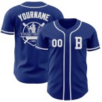 Wit-grijs op maat gemaakt authentiek honkbalshirt Royal Wit-grijs op maat gemaakt authentiek honkbalshirt Royal