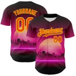 Aangepaste Rave oranje-lichtgele psychedelische patroon muziek futuristische trui authentiek paars ontwerp 3D honkbal