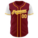 Goud-wit authentiek Two Crimson Custom Tone honkbalshirt Goud-wit authentiek Two Crimson Custom Tone honkbalshirt