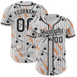 Aangepast Doodle Zwart Honkbalbalspel Wit Authentiek 3D Patroon Comic Jersey Ontwerp