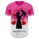 Authentieke 3D Family Love Day-patroonontwerp voor een roze honkbalmoedershirt met kleurverloop in wit Authentieke 3D Family Love Day-patroonontwerp voor een roze honkbalmoedershirt met kleurverloop in wit