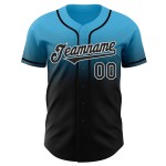 Baseball Fade Authentiek Blauw Custom Fashion Sky Zwart-Wit Jersey Baseball Fade Authentiek Blauw Custom Fashion Sky Zwart-Wit Jersey