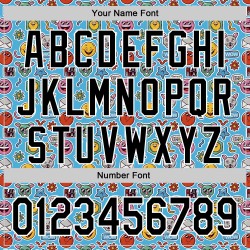 Cartoonpatroon Authentiek Aangepast Sky Baseball Ontwerp 3D Zwart-Wit Grappig Emoji Jersey Blauw Cartoonpatroon Authentiek Aangepast Sky Baseball Ontwerp 3D Zwart-Wit Grappig Emoji Jersey Blauw