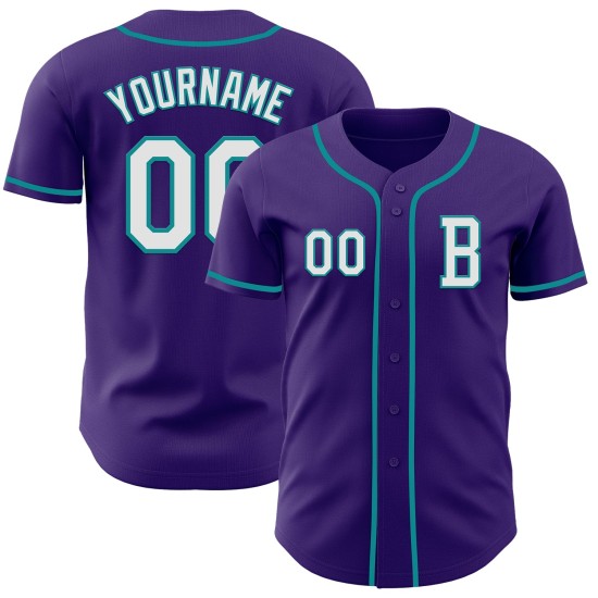 Honkbal Paars Jersey Wit-Blauwgroen Authentieke Custom Honkbal Paars Jersey Wit-Blauwgroen Authentieke Custom