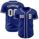Baseball Royal Cream Custom Authentic Jersey Baseball Royal Cream Custom Authentic Jersey