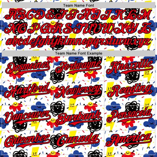 Jersey Cloud Baseball Grappig Vuur Authentiek Cartoon Bliksem Ontwerp 3D Rood-Zwart Aangepast Bloem Wit Patroon Jersey Cloud Baseball Grappig Vuur Authentiek Cartoon Bliksem Ontwerp 3D Rood-Zwart Aangepast Bloem Wit Patroon