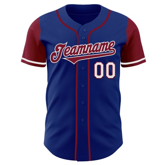 Baseball Royal Crimson-White Jersey Two Tone Authentieke Custom Baseball Royal Crimson-White Jersey Two Tone Authentieke Custom