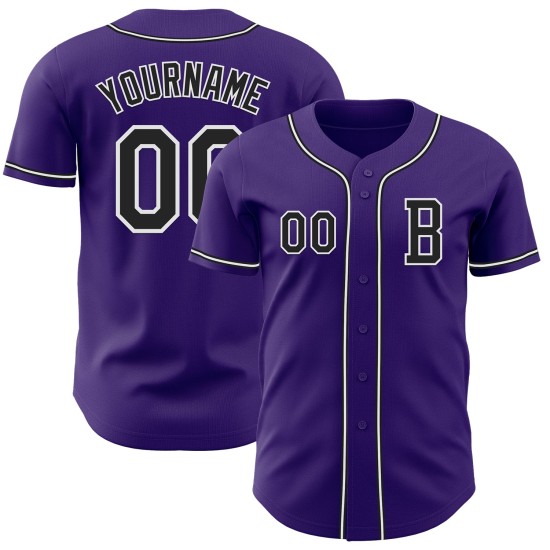 Jersey Custom Baseball Zwart-Wit Paars Authentiek Jersey Custom Baseball Zwart-Wit Paars Authentiek